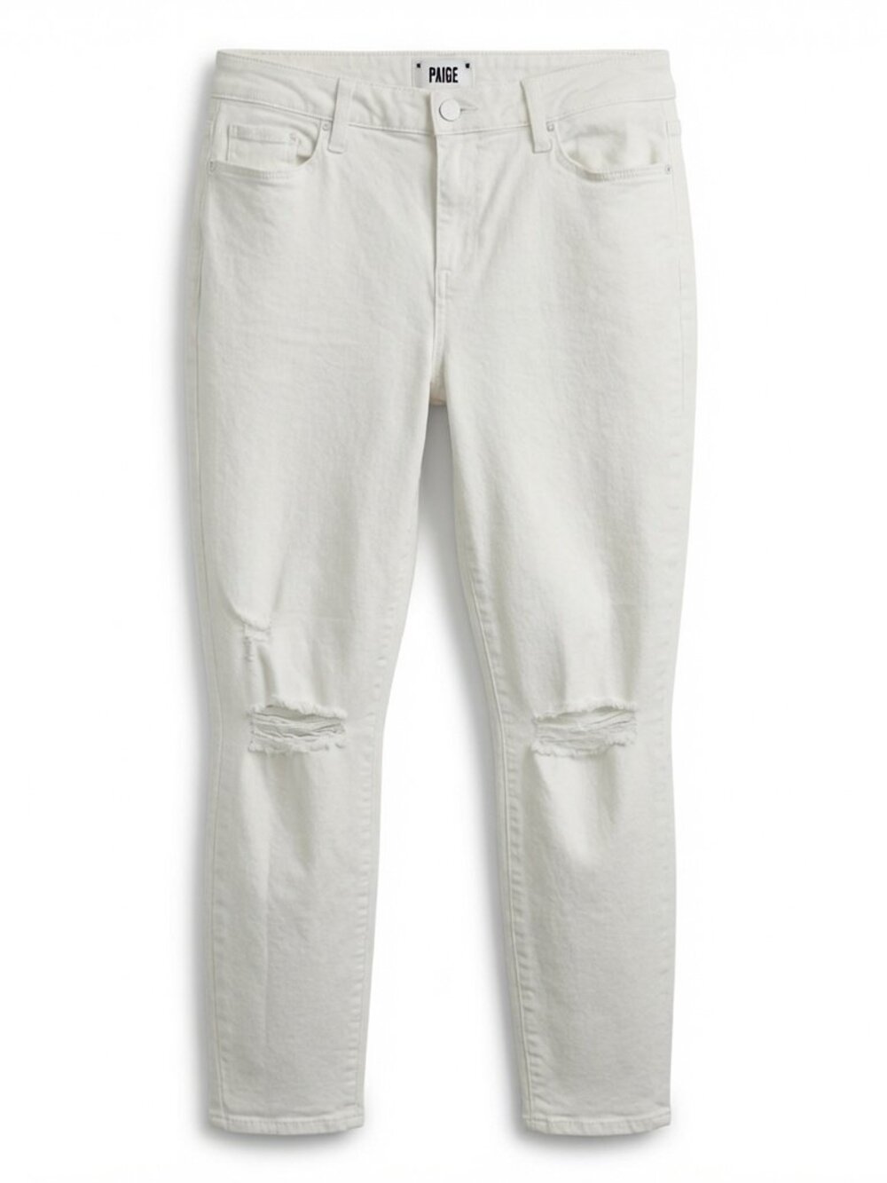 Paige Denim Womens Sz 32 Verdugo Crop Skinny Stretch Jeans White Distressed USA